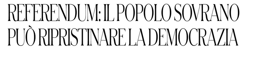 “Referendum: il popolo sovrano può ripristinare la democrazia”, Intervento di Stefano Fassina su Il Fatto del 20 settembre 2025.