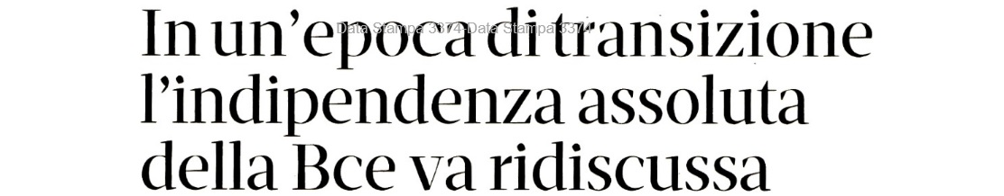 “In un’epoca di transizione l’indipendenza assoluta della Bce va ridiscussa”, intervento di Stefano Fassina su Domani del 22 gennaio 2026.